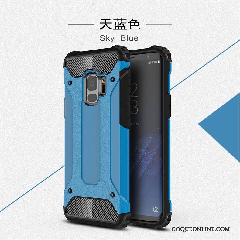 Samsung Galaxy S9+ Coque Tout Compris Difficile Téléphone Portable Étui Silicone Bleu Clair Étoile