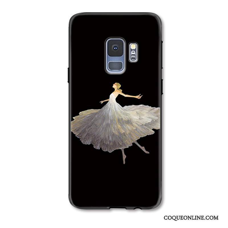 Samsung Galaxy S9 Coque Tout Compris Nouveau Créatif Dessin Animé Noir Silicone Simple