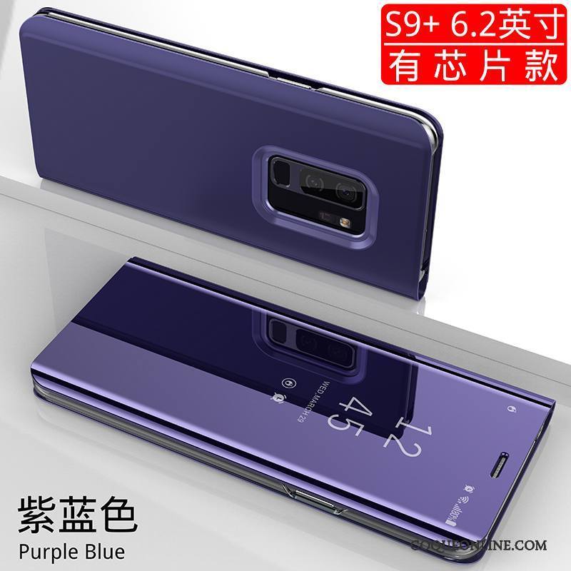 Samsung Galaxy S9+ Coque Violet Étui Protection Marque De Tendance Miroir Housse Bleu