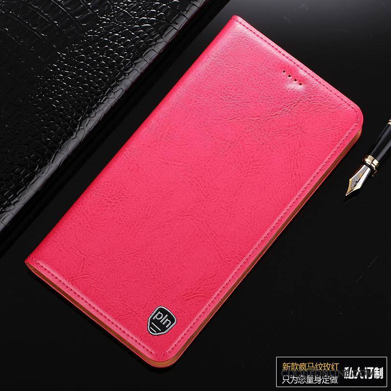 Samsung Galaxy S9 Coque Étoile Rouge Cuir Véritable Luxe Business Protection Clamshell