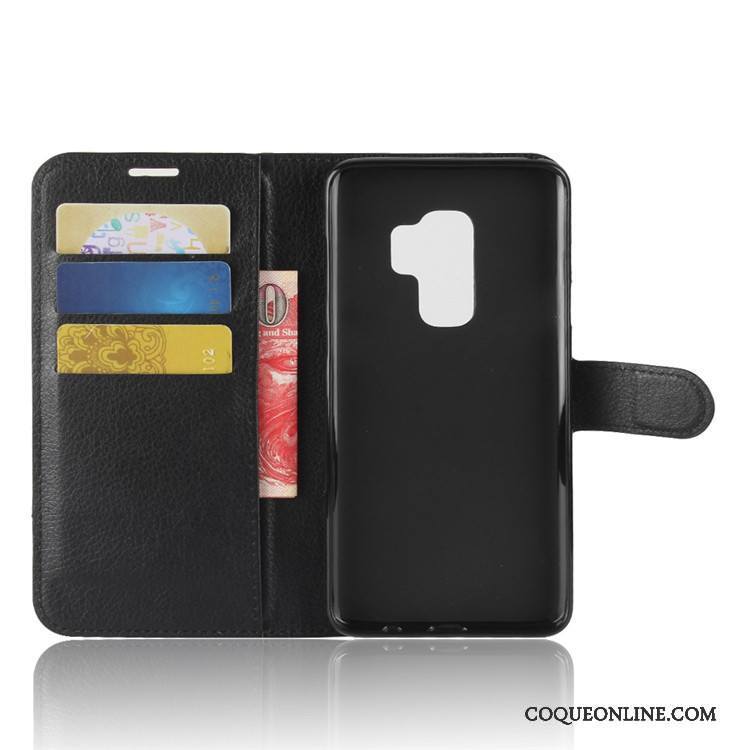 Samsung Galaxy S9+ Coque Étui En Cuir Étoile Portefeuille Protection Téléphone Portable Noir