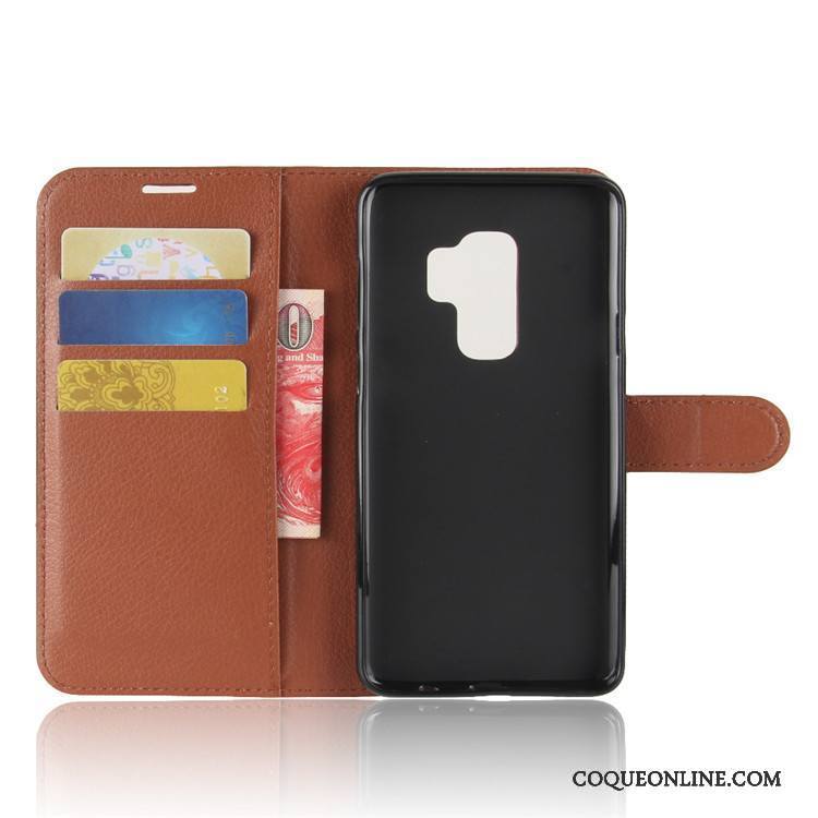 Samsung Galaxy S9+ Coque Étui En Cuir Étoile Portefeuille Protection Téléphone Portable Noir