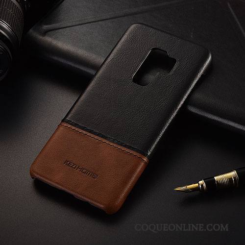 Samsung Galaxy S9+ Cuir Protection Coque De Téléphone Cuir Véritable Très Mince Étui Jaune