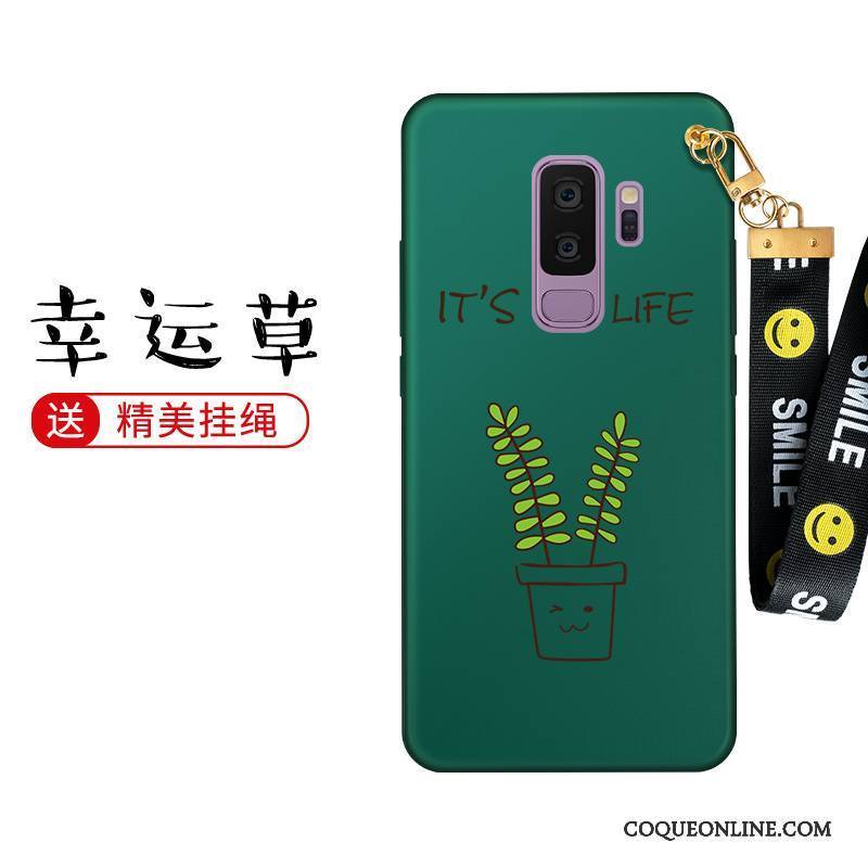 Samsung Galaxy S9+ Délavé En Daim Personnalité Coque De Téléphone Fluide Doux Silicone Vert Foncé Protection