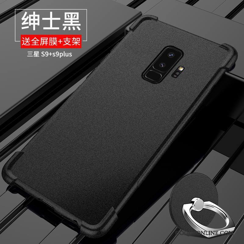 Samsung Galaxy S9+ Délavé En Daim Silicone Coque Protection Ballon Bleu Étoile