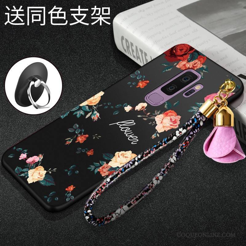 Samsung Galaxy S9+ Fluide Doux Incassable Étoile Tendance Noir Coque De Téléphone Silicone