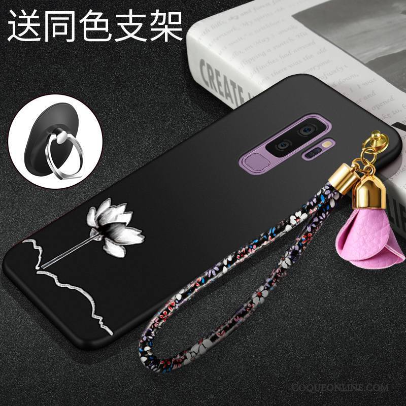 Samsung Galaxy S9+ Fluide Doux Incassable Étoile Tendance Noir Coque De Téléphone Silicone