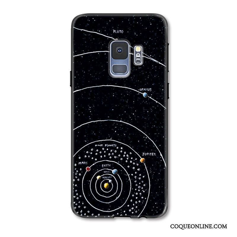 Samsung Galaxy S9 Gaufrage Créatif Coque De Téléphone Personnalité Noir Protection Étoile