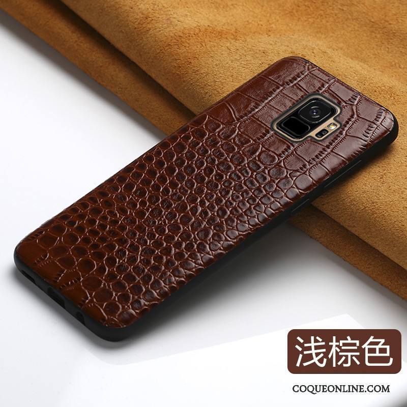 Samsung Galaxy S9 Personnalité Coque De Téléphone Très Mince Bleu Cuir Véritable Étui En Cuir Étoile