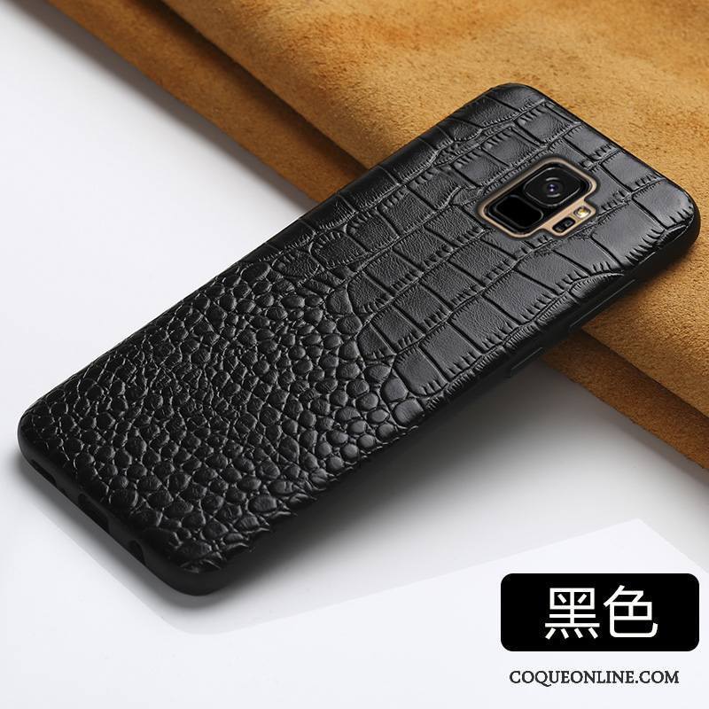 Samsung Galaxy S9 Personnalité Coque De Téléphone Très Mince Bleu Cuir Véritable Étui En Cuir Étoile