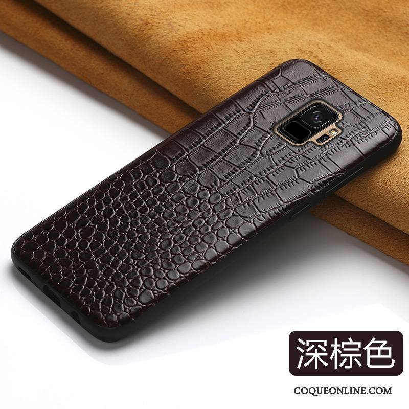 Samsung Galaxy S9 Personnalité Coque De Téléphone Très Mince Bleu Cuir Véritable Étui En Cuir Étoile