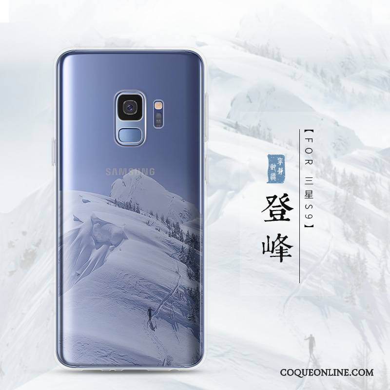 Samsung Galaxy S9 Protection Fluide Doux Coque De Téléphone Bleu Transparent Incassable Silicone