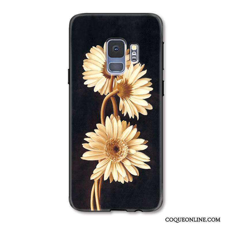 Samsung Galaxy S9 Protection Étui Coque De Téléphone Incassable Fleur Frais Noir