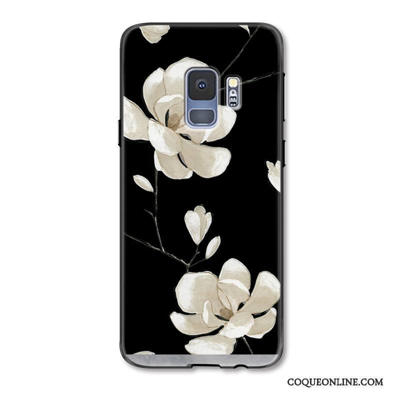 Samsung Galaxy S9 Protection Étui Coque De Téléphone Incassable Fleur Frais Noir