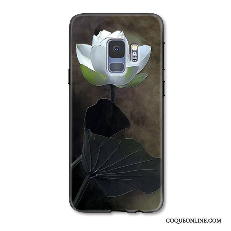 Samsung Galaxy S9 Protection Étui Frais Blanc Gaufrage Coque De Téléphone Vintage