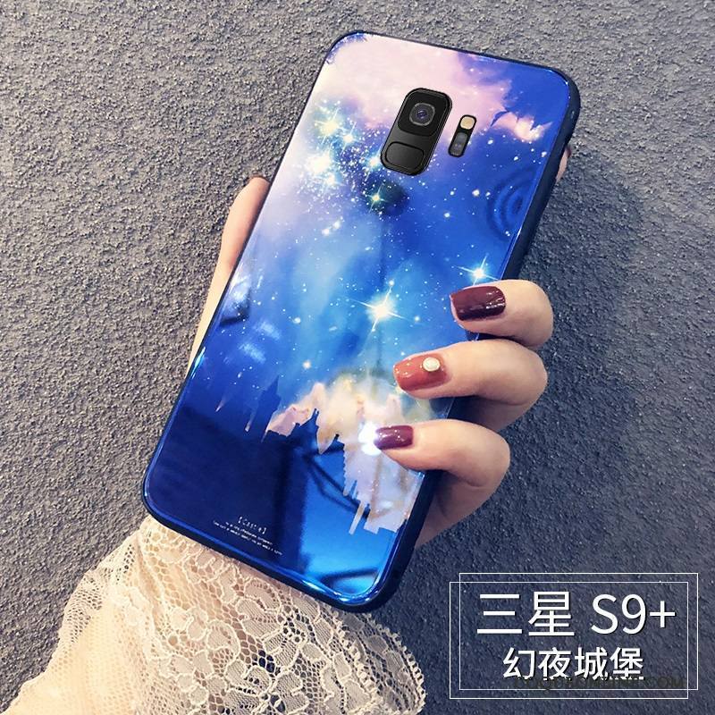 Samsung Galaxy S9+ Verre Étoile Coque De Téléphone Bleu Silicone Tout Compris Personnalité