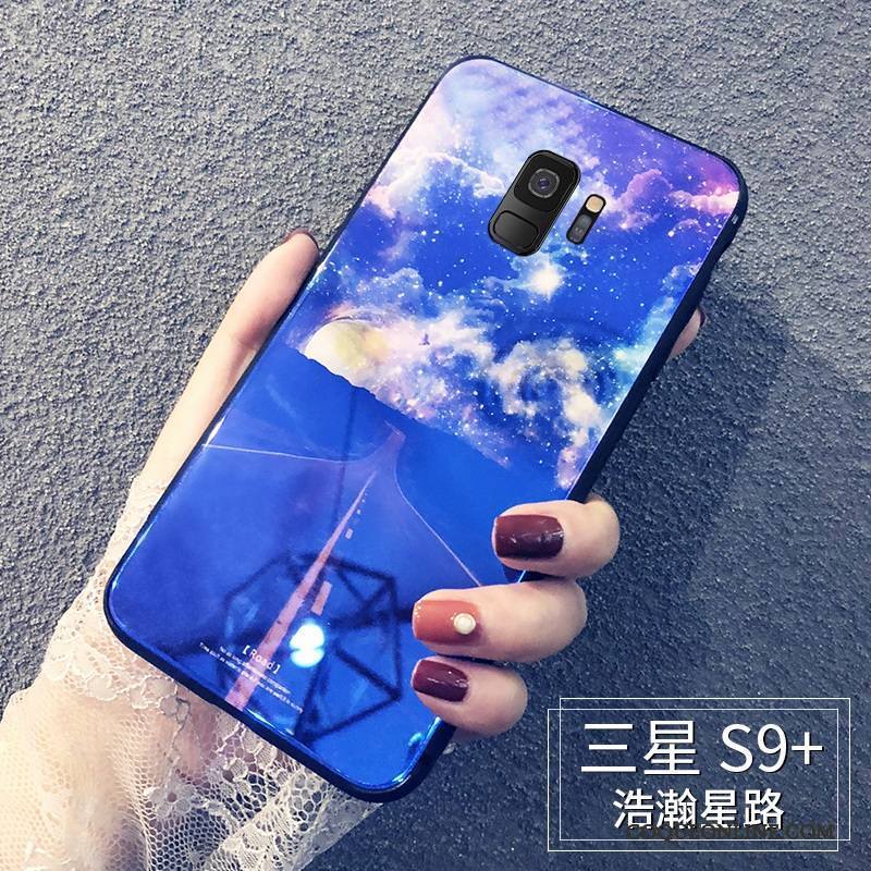 Samsung Galaxy S9+ Verre Étoile Coque De Téléphone Bleu Silicone Tout Compris Personnalité