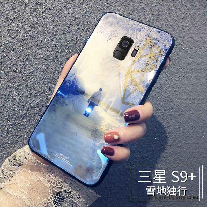 Samsung Galaxy S9+ Verre Étoile Coque De Téléphone Bleu Silicone Tout Compris Personnalité