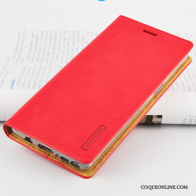 Samsung Galaxy S9+ Vin Rouge Fluide Doux Très Mince Protection Étoile Étui En Cuir Coque De Téléphone