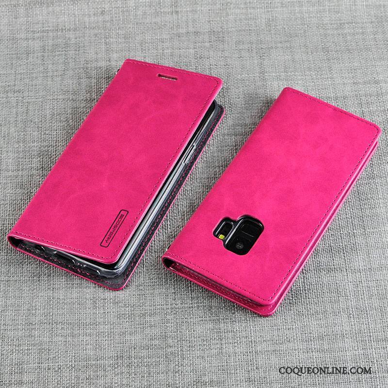 Samsung Galaxy S9+ Vin Rouge Fluide Doux Très Mince Protection Étoile Étui En Cuir Coque De Téléphone
