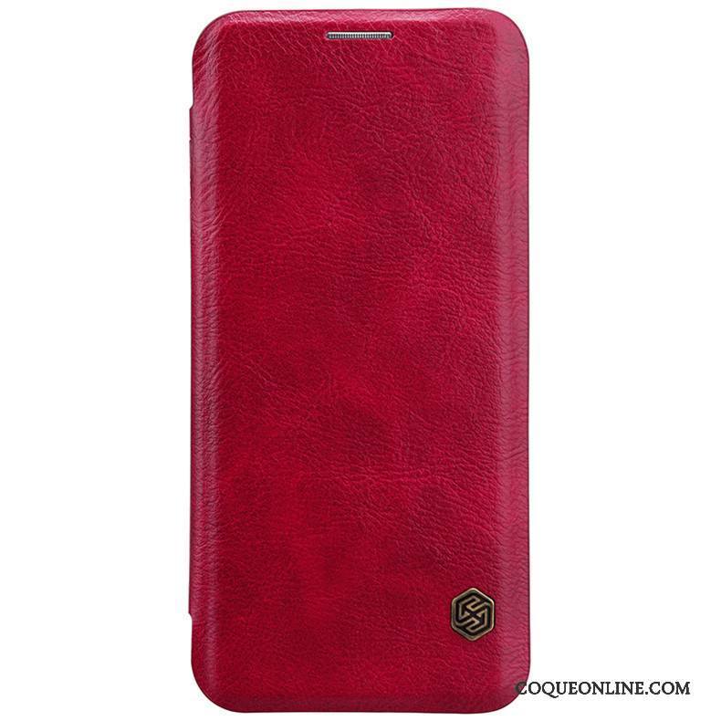 Samsung Galaxy S9+ Étui En Cuir Carte Or Clamshell Rouge Protection Coque De Téléphone