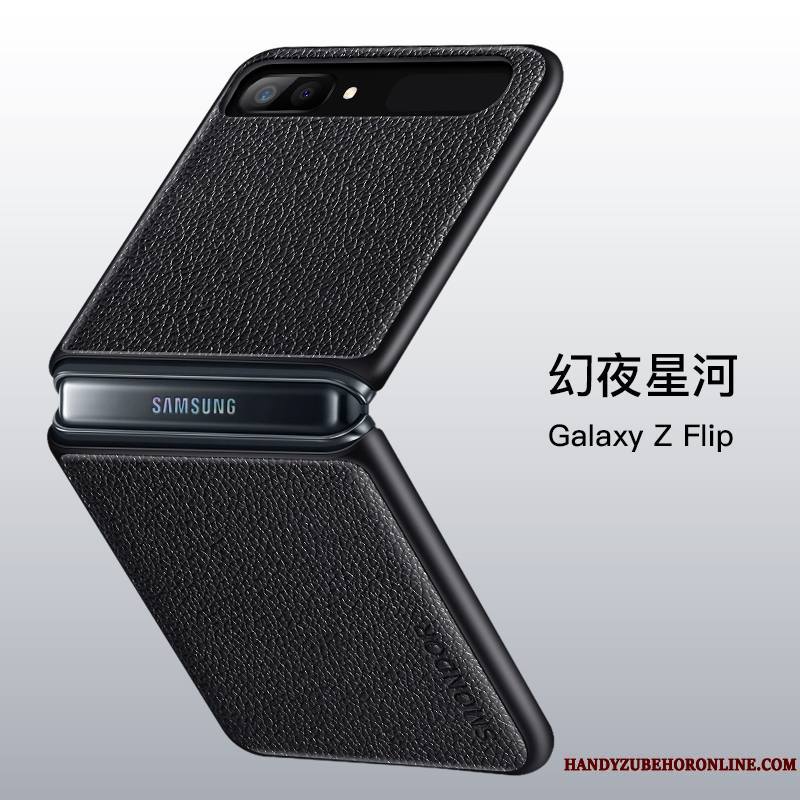 Samsung Z Flip Divisé Silicone Incassable Étui En Cuir Plier Cuir Véritable Coque