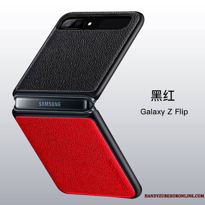 Samsung Z Flip Divisé Silicone Incassable Étui En Cuir Plier Cuir Véritable Coque