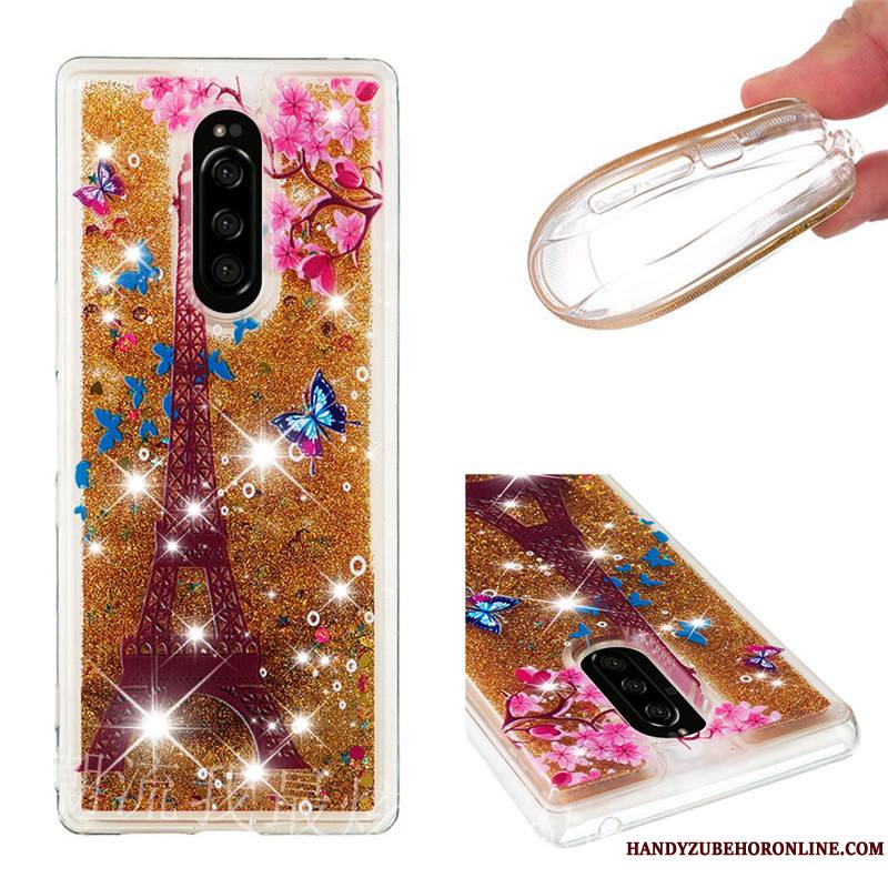 Sony Xperia 1 Coque De Téléphone Rouge Incassable Fluide Doux Dessin Animé Quicksand Étui