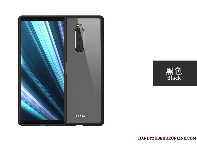 Sony Xperia 1 Coque Protection Tendance Border Verre Étui Tout Compris Métal