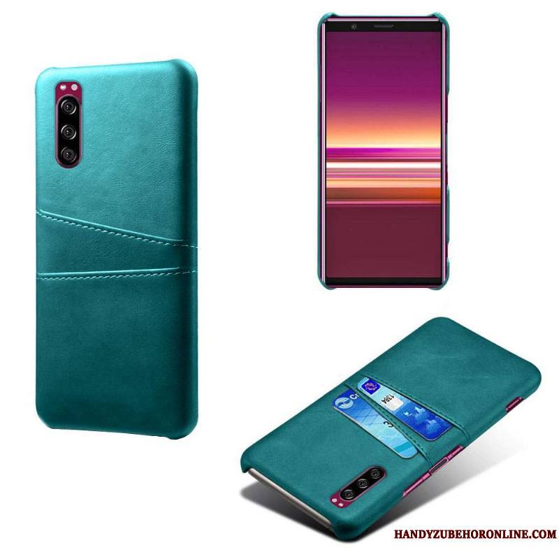 Sony Xperia 1 Ii Coque De Téléphone Carte Cuir Étui Qualité Protection Bleu