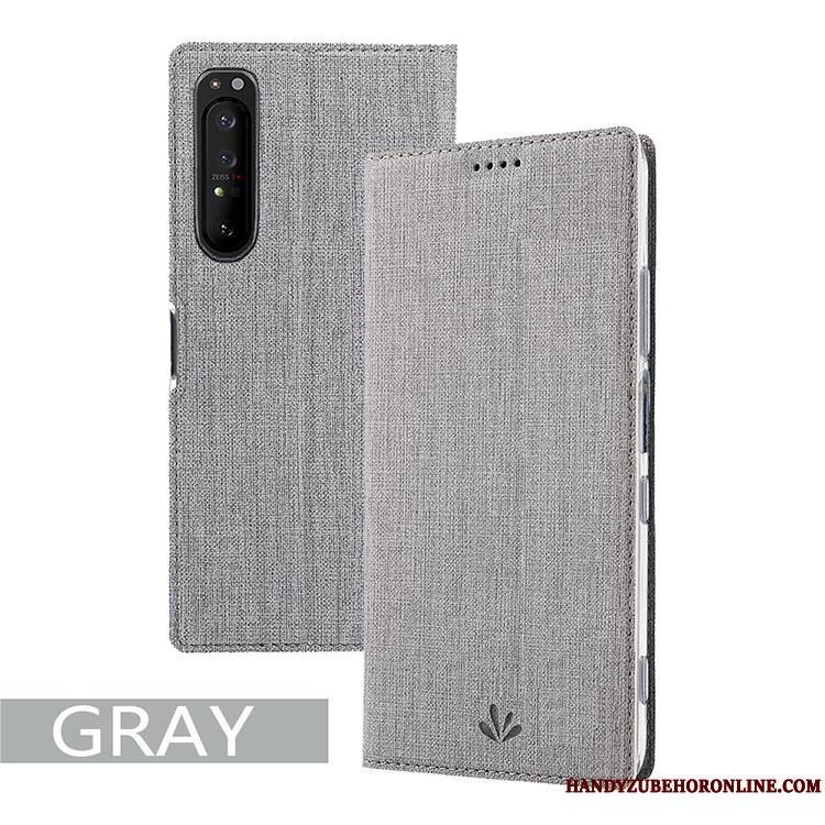 Sony Xperia 1 Ii Modèle Fleurie Étui En Cuir Carte Coque De Téléphone Tissu Support Noir