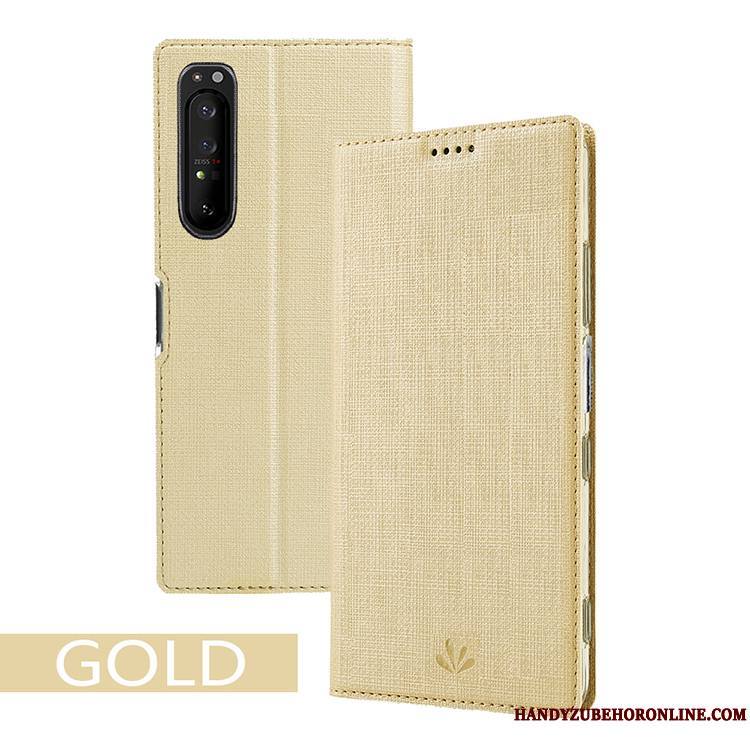 Sony Xperia 1 Ii Modèle Fleurie Étui En Cuir Carte Coque De Téléphone Tissu Support Noir