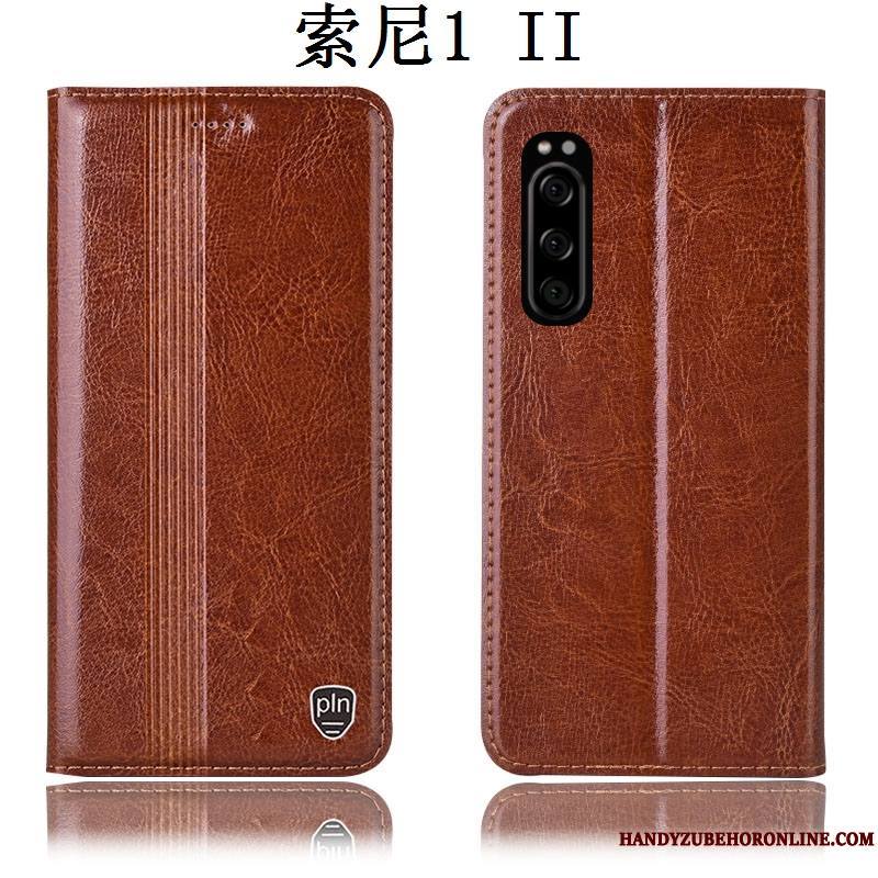 Sony Xperia 1 Ii Étui Incassable Protection Coque De Téléphone Étui En Cuir Housse Rouge