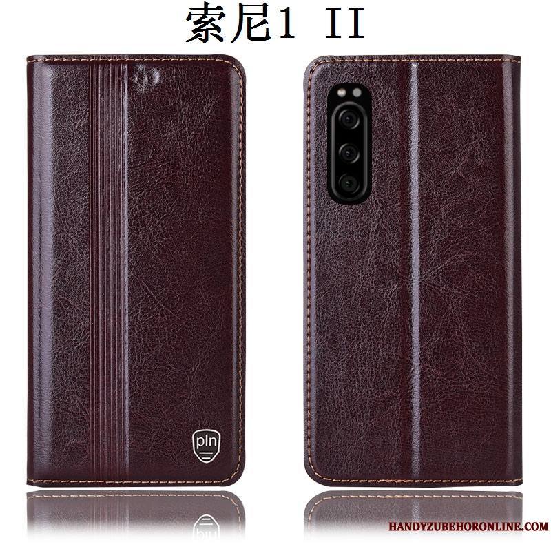 Sony Xperia 1 Ii Étui Incassable Protection Coque De Téléphone Étui En Cuir Housse Rouge