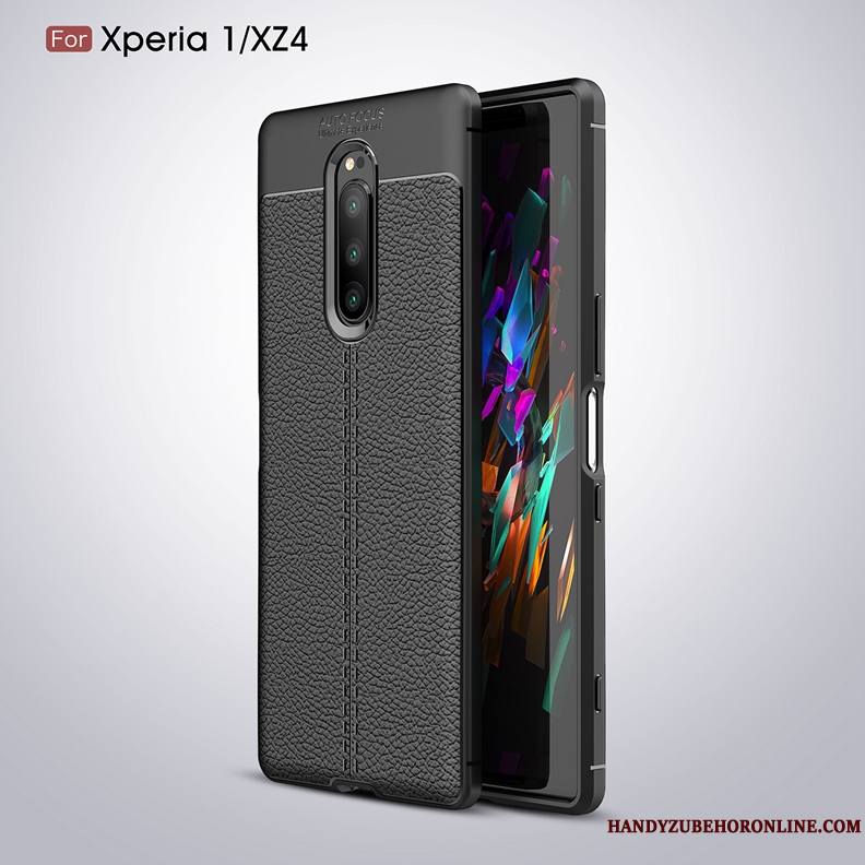 Sony Xperia 1 Nouveau Coque Tendance Bleu Tout Compris Silicone Litchi