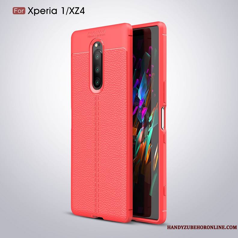 Sony Xperia 1 Nouveau Coque Tendance Bleu Tout Compris Silicone Litchi