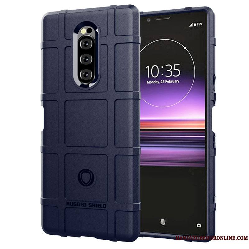 Sony Xperia 1 Tout Compris Coque Gris Étui Épaissir Délavé En Daim Silicone