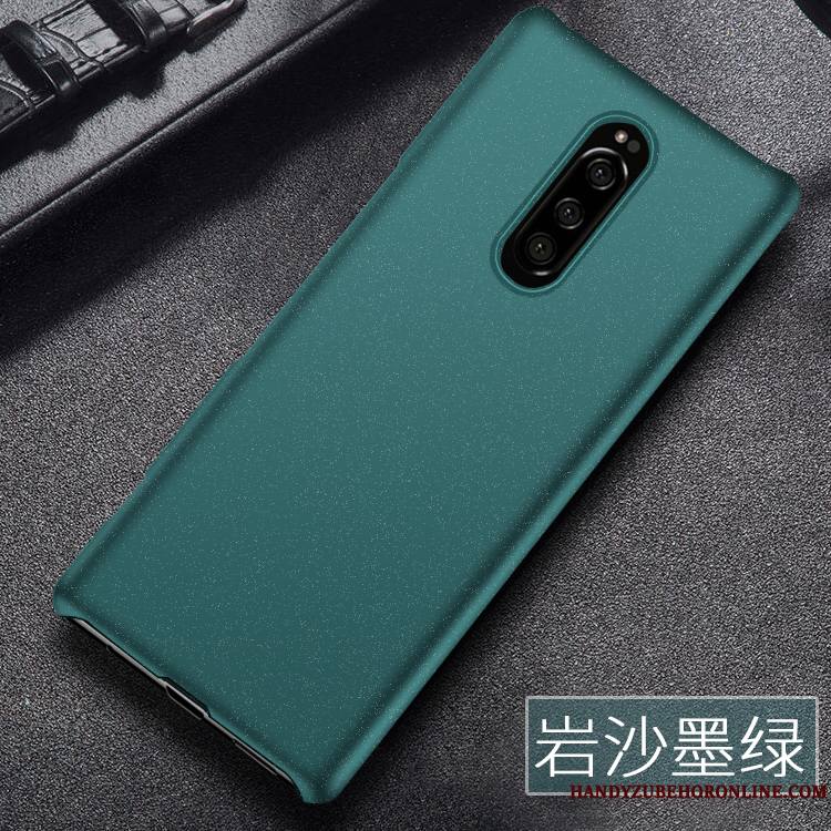 Sony Xperia 1 Vert Foncé Difficile Coque Protection Délavé En Daim Incassable De Téléphone