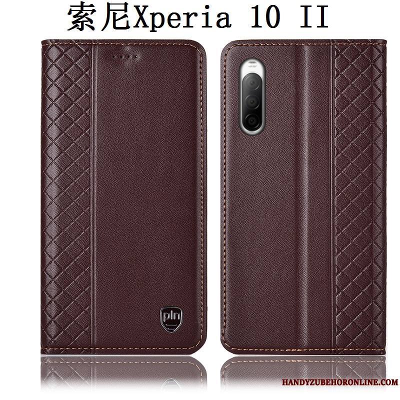 Sony Xperia 10 Ii Coque De Téléphone Rouge Incassable Étui En Cuir Housse Protection