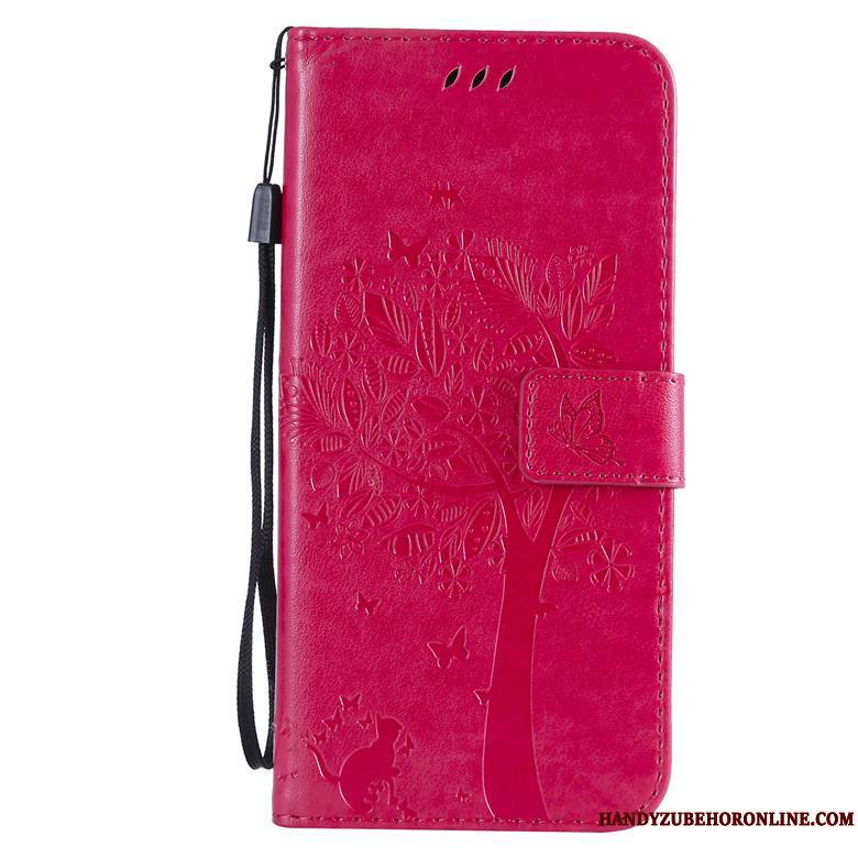 Sony Xperia 10 Ii Coque De Téléphone Rouge Incassable Étui En Cuir Silicone Clamshell Protection