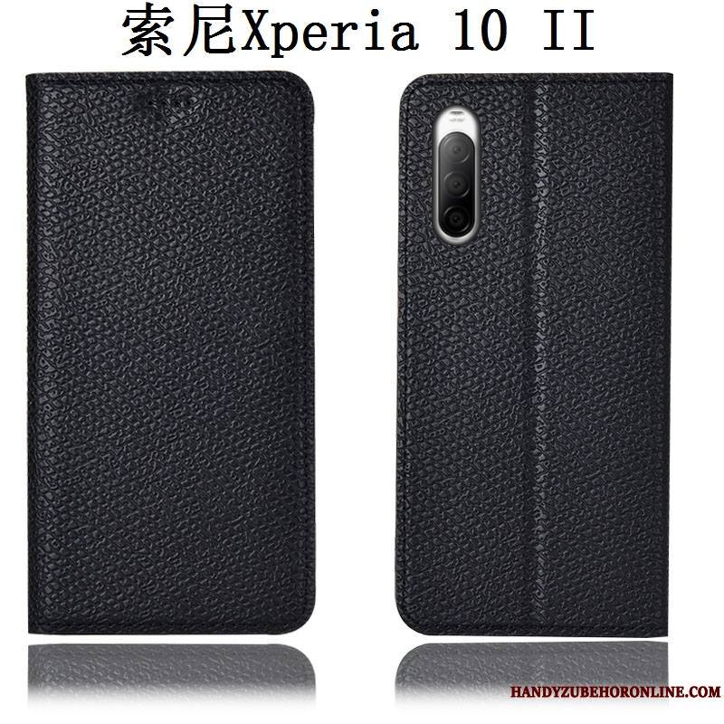 Sony Xperia 10 Ii Coque Protection Housse Modèle Fleurie Incassable Cuir Véritable Mesh Étui