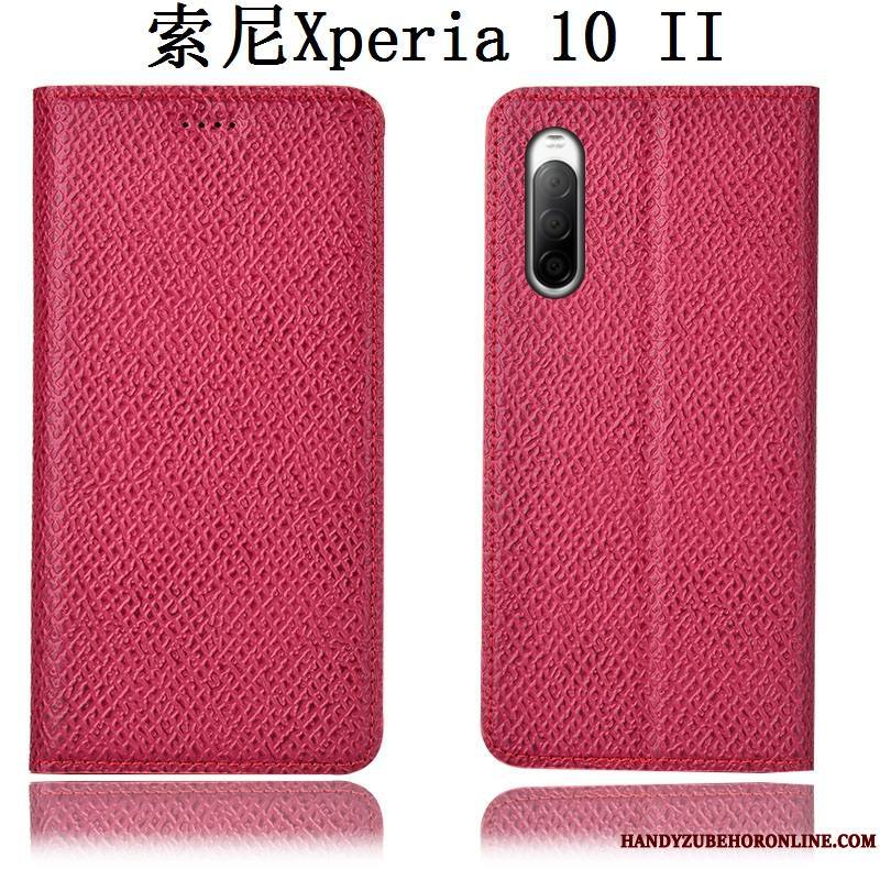 Sony Xperia 10 Ii Coque Protection Housse Modèle Fleurie Incassable Cuir Véritable Mesh Étui