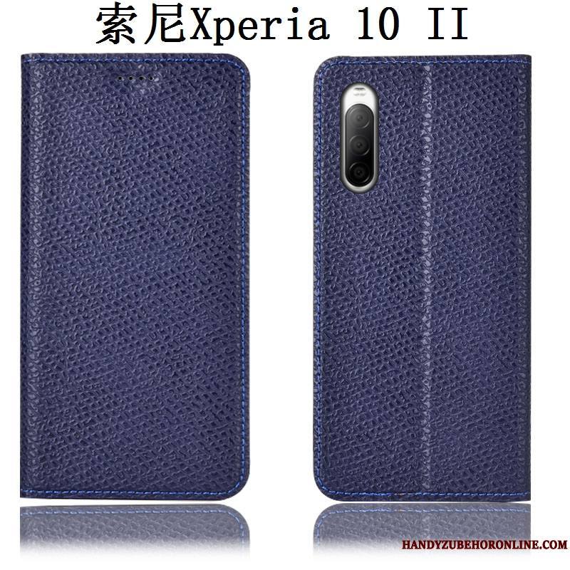 Sony Xperia 10 Ii Coque Protection Housse Modèle Fleurie Incassable Cuir Véritable Mesh Étui