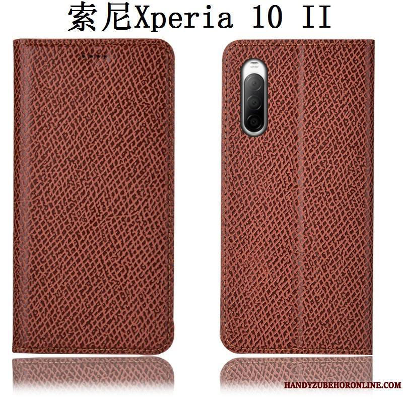 Sony Xperia 10 Ii Coque Protection Housse Modèle Fleurie Incassable Cuir Véritable Mesh Étui