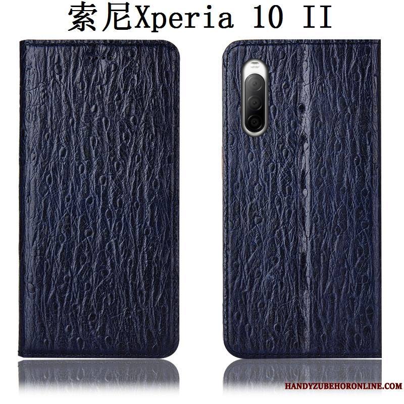 Sony Xperia 10 Ii Protection Coque De Téléphone Étui Cuir Véritable Oiseau Modèle Fleurie Housse