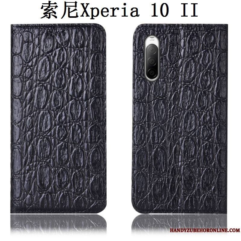 Sony Xperia 10 Ii Protection Étui Incassable Coque De Téléphone Housse Étui En Cuir Noir