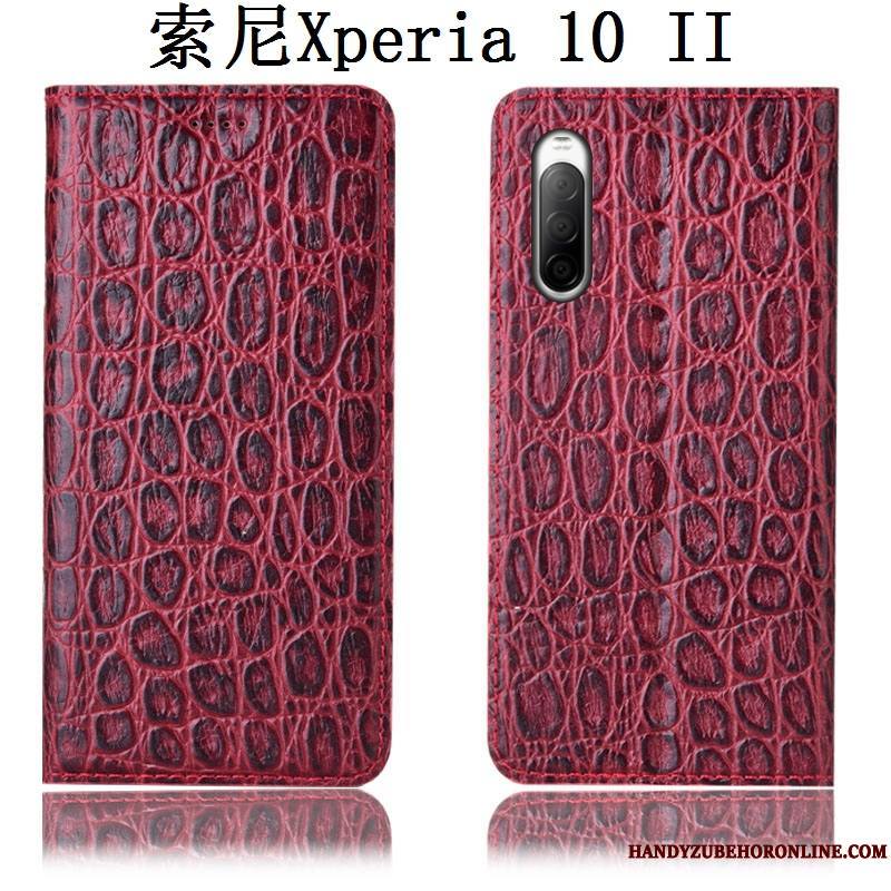 Sony Xperia 10 Ii Protection Étui Incassable Coque De Téléphone Housse Étui En Cuir Noir