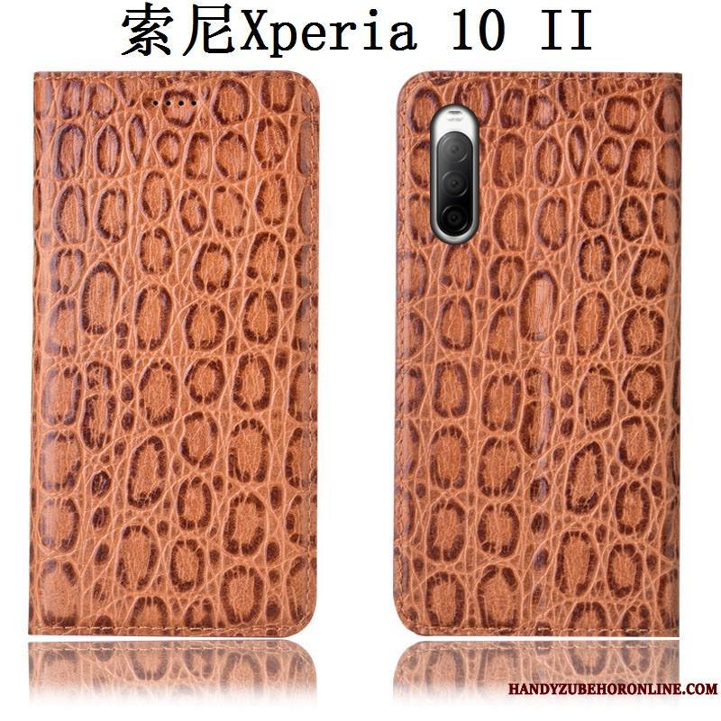 Sony Xperia 10 Ii Protection Étui Incassable Coque De Téléphone Housse Étui En Cuir Noir