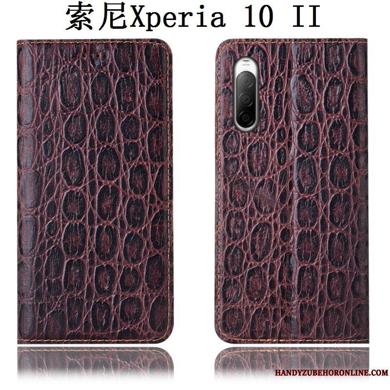 Sony Xperia 10 Ii Protection Étui Incassable Coque De Téléphone Housse Étui En Cuir Noir