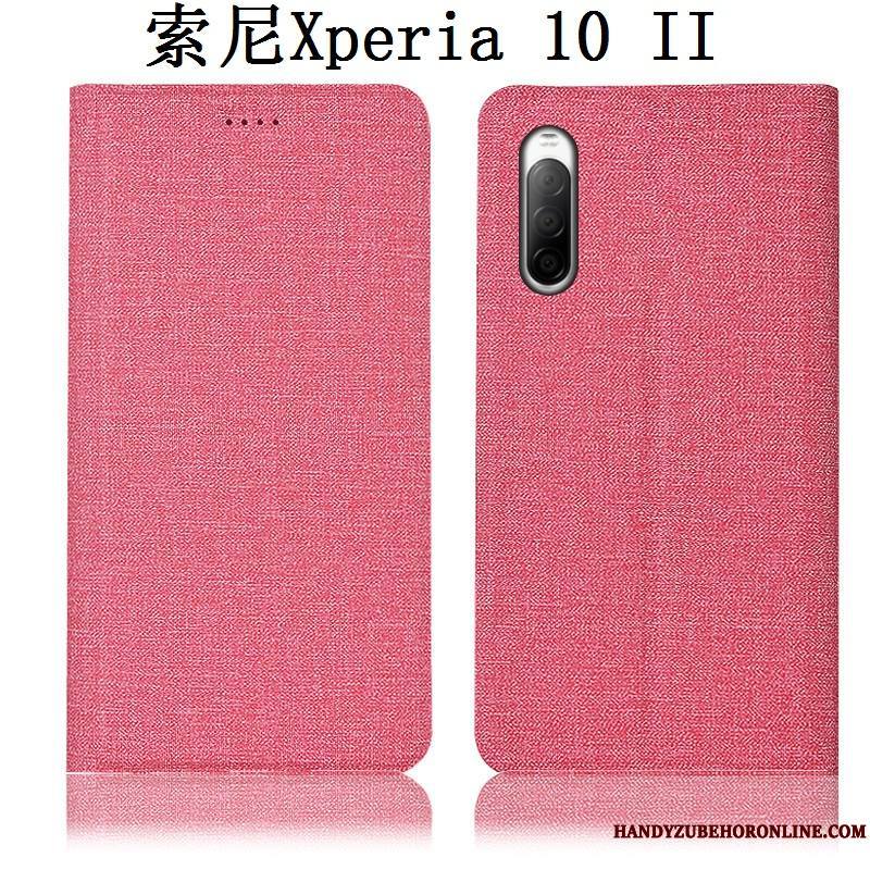 Sony Xperia 10 Ii Rose Tout Compris Coque De Téléphone Étui En Cuir Incassable Housse Lin